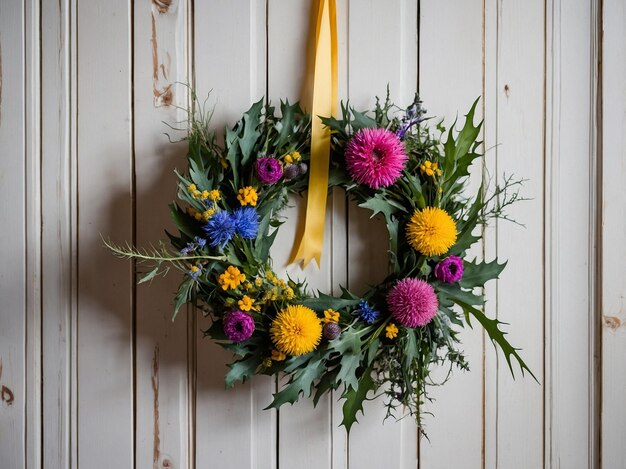 Photo wreaths from thistle and dandelion for decoration