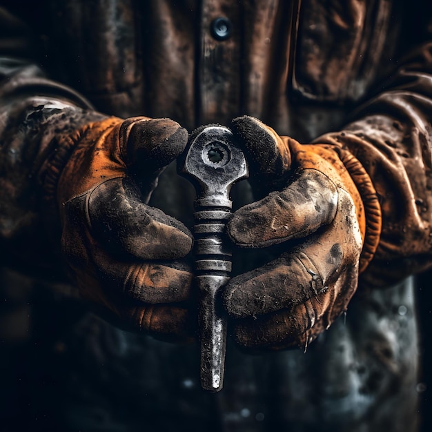 A wrench in the hands of a construction worker Generative AI