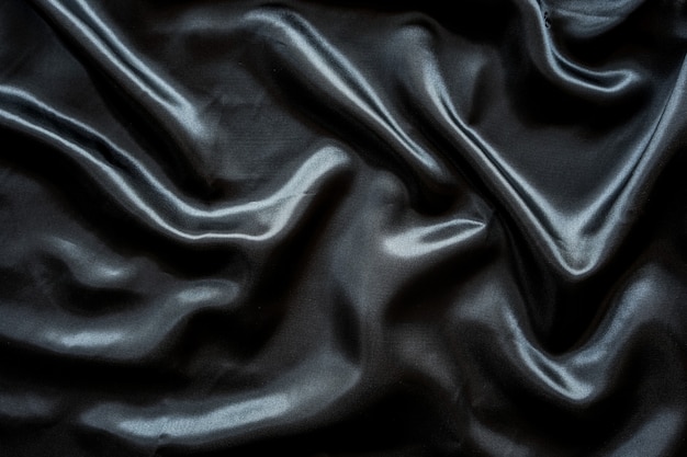 Wrinkle black satin cloth texture