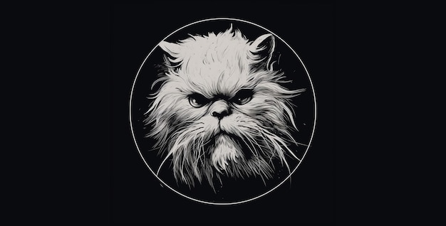 wrinkled cat on black background wallpaper generative AI