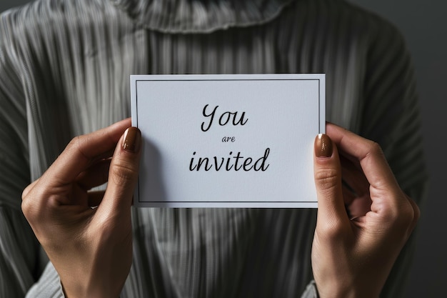 Writable invitation card in the hands of an event You are welcomed Generative Ai