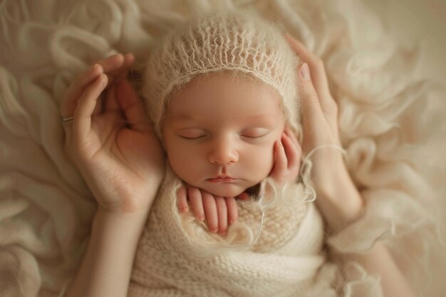 Write about the newborn babys delicate features fr generative ai