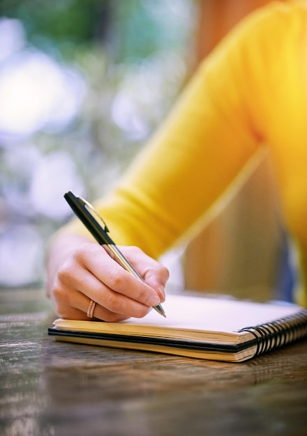 Write because your thoughts need a place to go Cropped shot of a woman sitting at a table and writing in her notepad