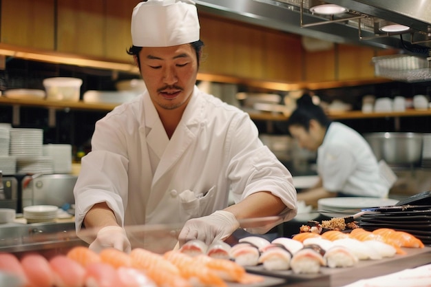 Write a short story about a sushi chef who embarks generative ai