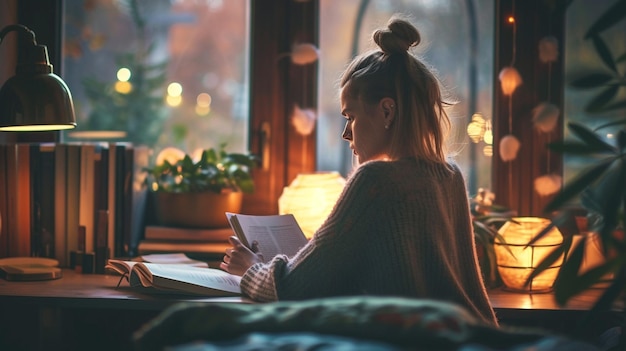 Writer Brainstorming Ideas In A Cozy And Background Image