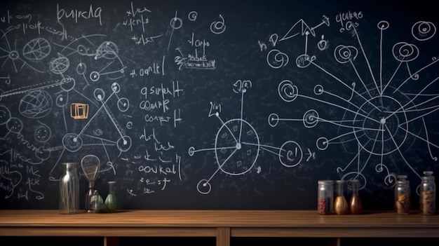 Writing on the chalkboard with math and science Generative AI