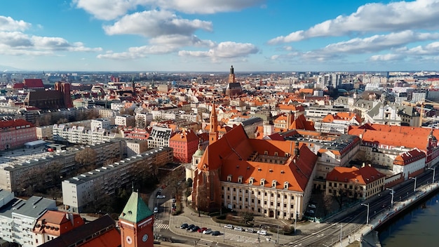 Wroclaw panorama aerial view Cityscape of modern european city