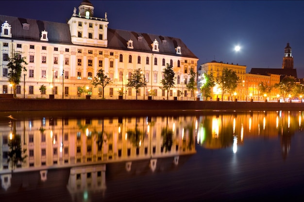 Wroclaw university at night