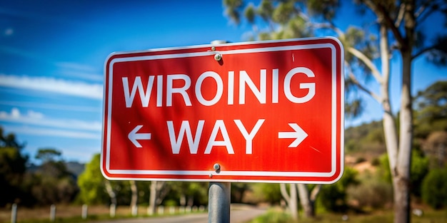 Photo wrong way sign on road