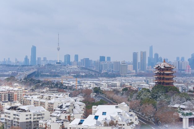 Wuhan Yellow Crane Tower Park Winter Snow Scenery