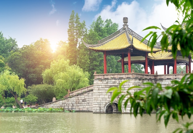 Wuting Bridge and lake landscape