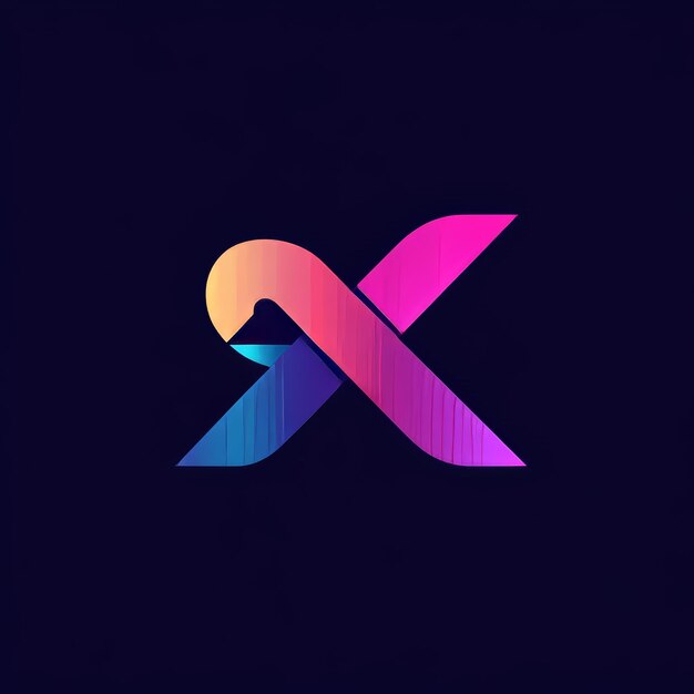 Photo x letter logo design with blue and pink gradient 3d rendering