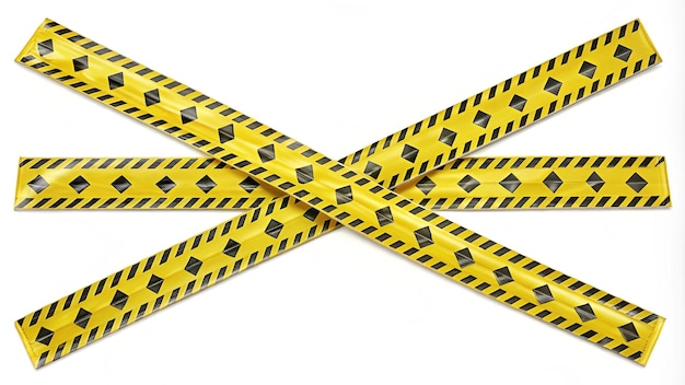 Photo x shape barricade tape on white background with clipping path