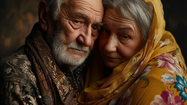 xAA CloseUp of a Wise Caucasian Elderly Couple in Vintage xA