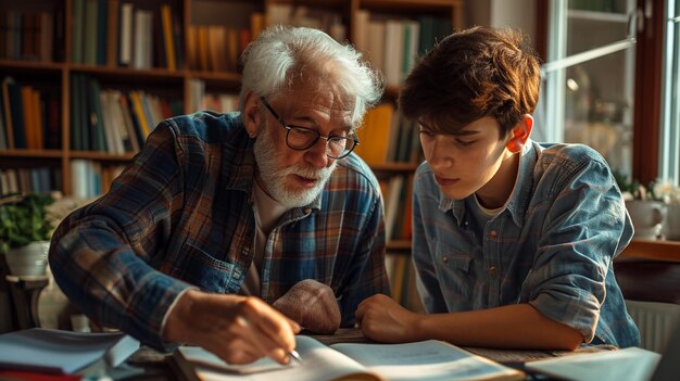 xAA heartwarming image of a mentor guiding a student through a challenging task