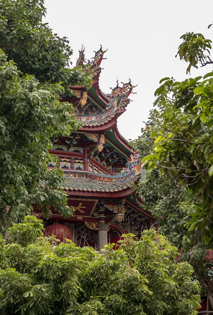 XIAMEN CHINA OCTOBER 31 2018 Detail of roof carvings on South Putuo or Nanputuo Temple