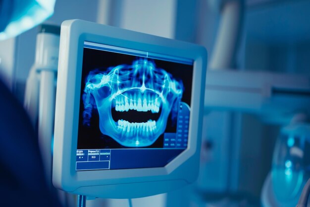 Photo xray displaying dental health with patient focus in a modern clinic during a routine checkup