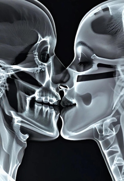 XRay Effect of a Man and Woman Kissing