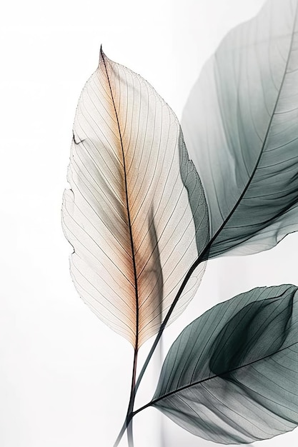 xray herbarium artistic flowers and leaves on a white background Generative AI