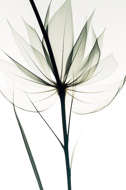 xray herbarium artistic flowers and leaves on a white background Generative AI