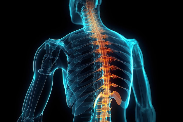 Xray of a human body Lumbar and back Pain and injury concept