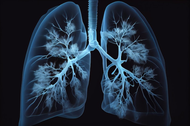 Xray of human lungs illustration Generative AI