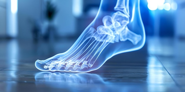 Xray Image of Foot for Diagnosing Fractures Sprains and Plantar Fasciitis Concept Medical Imaging Foot Injuries Diagnostic Techniques Xray Analysis Radiology