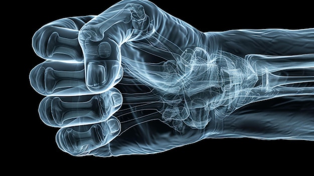 Photo xray view of a clenched fist showcasing hand anatomy in clear detail