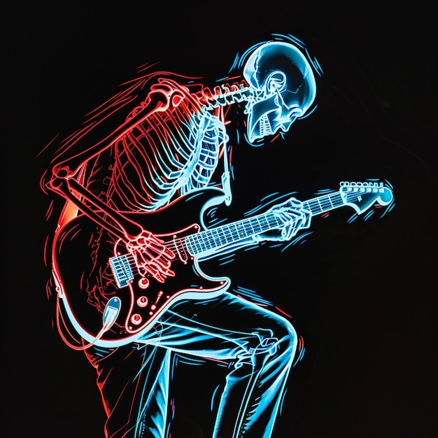 xray view of a guitarist playing guitar