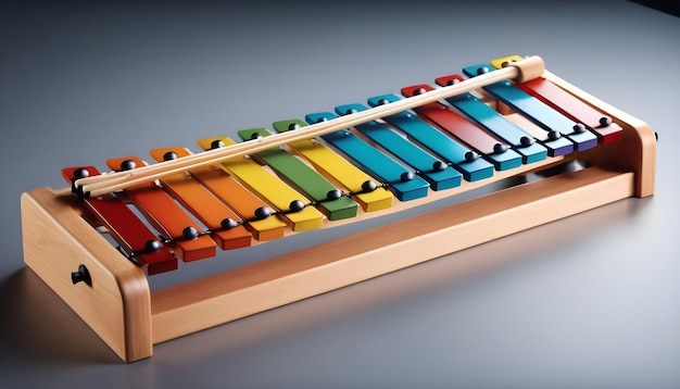 a xylophone and glockenspiel gleaming under soft studio lights in a recording studio