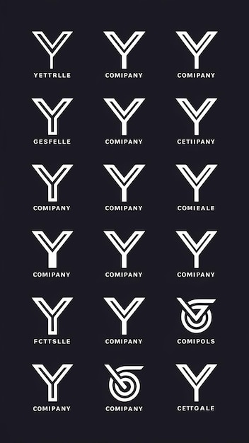 Photo y letter vector company icon signs flat symbols logo set