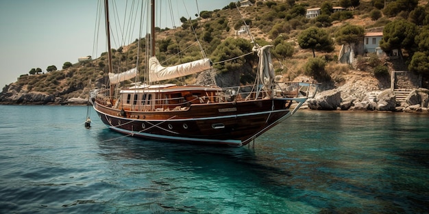 Yacht in aspat bay bodrum turkey