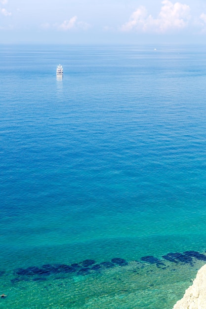 yacht in the clear sea the coast of Gelendzhik Sosnovka beach Gelendzhik Black sea