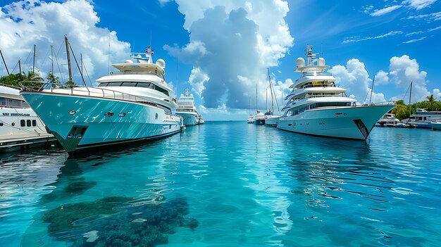 Yacht parking in harbor harbor yacht club Beautiful Yachts in blue sky