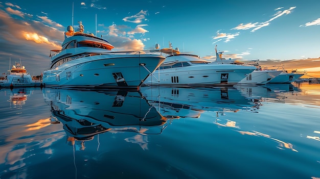 Photo yacht parking in harbor harbor yacht club beautiful yachts in blue sky