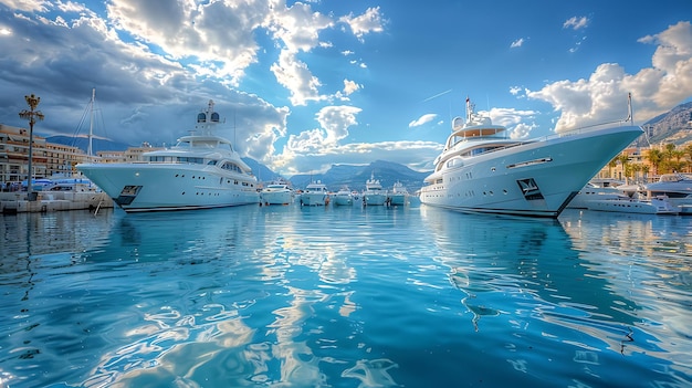 Yacht parking in harbor harbor yacht club Beautiful Yachts in blue sky