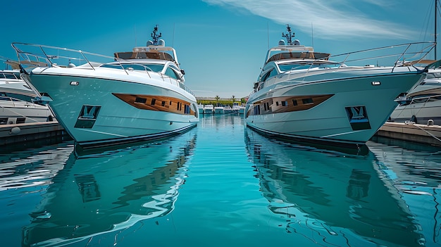 Yacht parking in harbor harbor yacht club Beautiful Yachts in blue sky