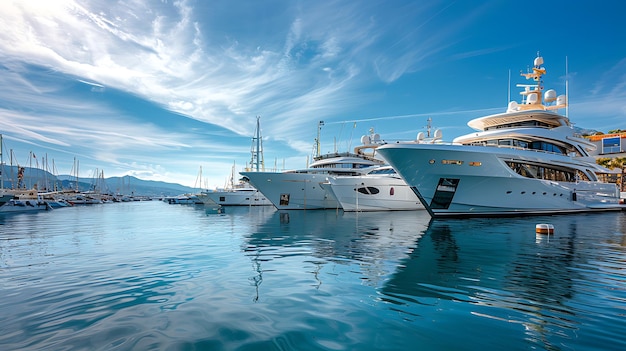 Yacht parking in harbor harbor yacht club Beautiful Yachts in blue sky