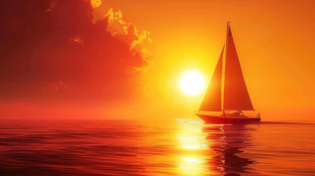 Yacht sailing sunset sepia Generative AI