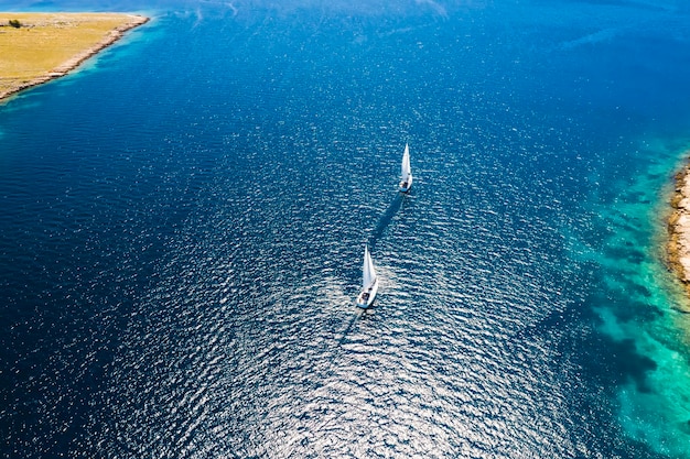 Yacht sailing at sunset during a storm Luxury vacation at sea