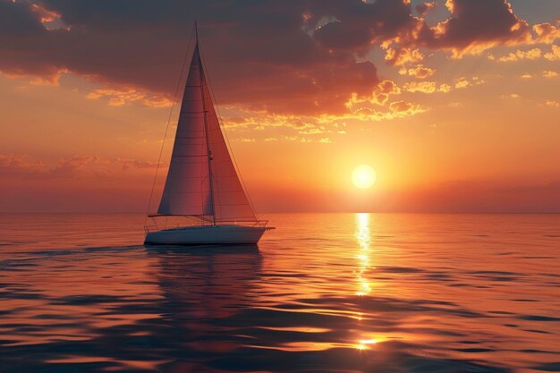 the yacht sails into the sunset Generative AI