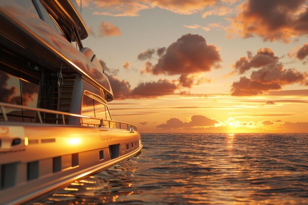 Photo the yacht sails into the sunset generative ai