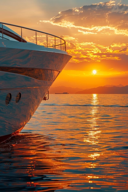 Photo the yacht sails into the sunset generative ai