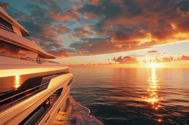 Photo the yacht sails into the sunset generative ai