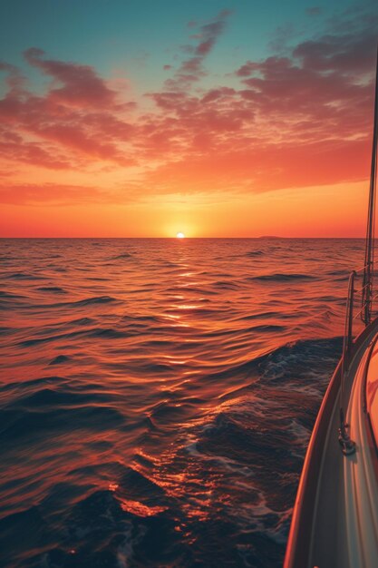 the yacht sails into the sunset Generative AI