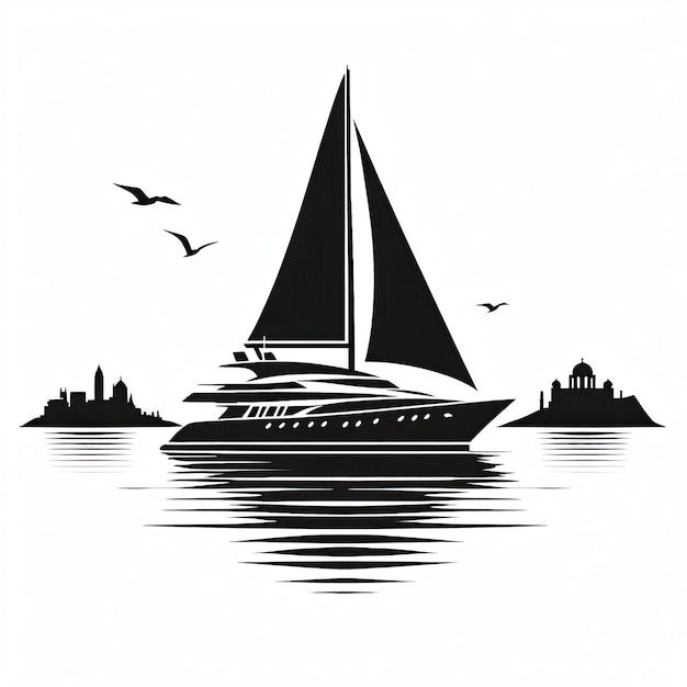 Photo yacht silhouette vector illustration