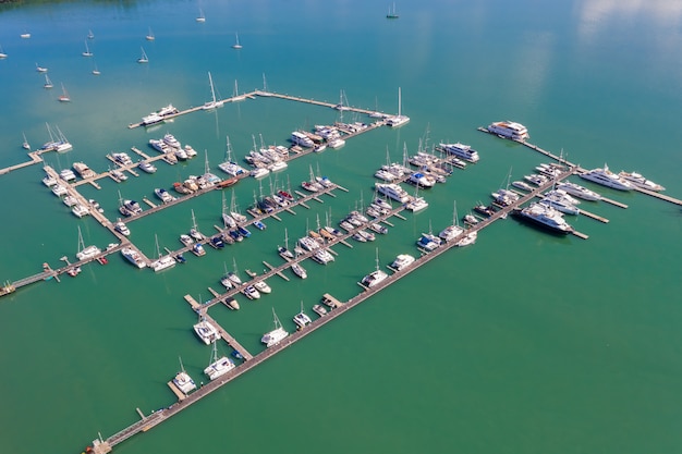 Yacht and speedboat parking on the sea