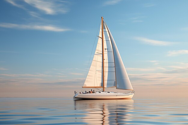 Photo yacht with a white sail on the sea