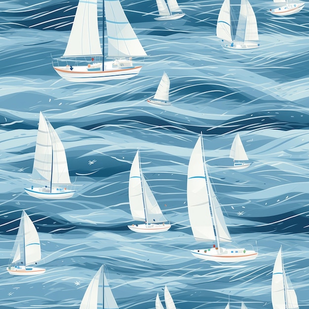 Yachting adventure seamless pattern Vacation ship Generate Ai