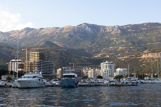 Yachts, boats at the pier on the sea